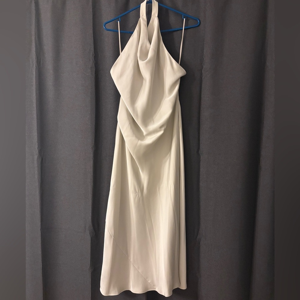Elegant Cream Slip Dress with Cowl Neck